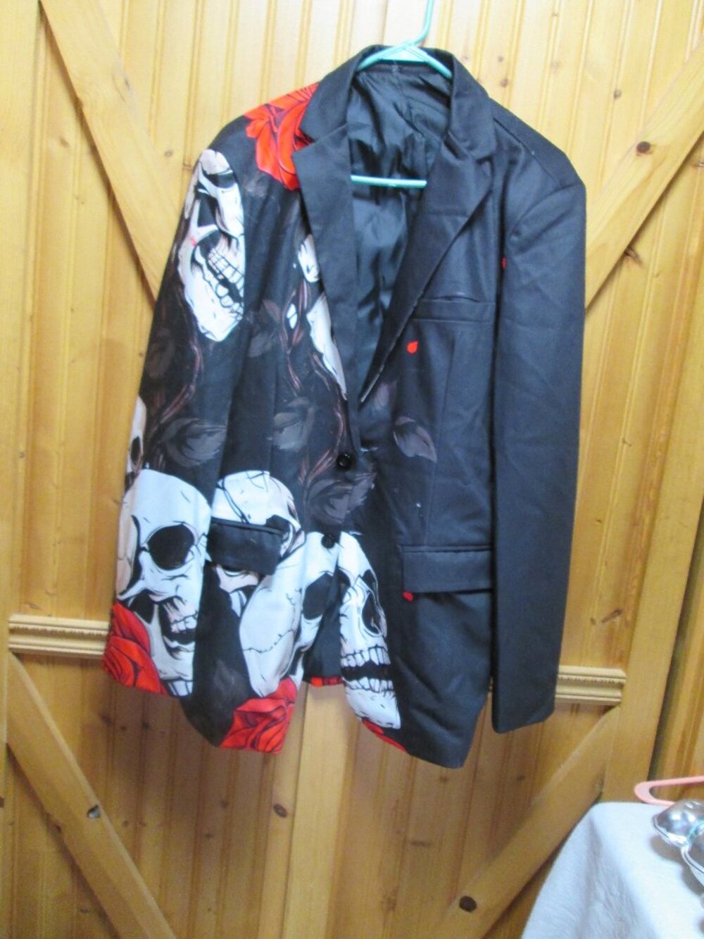 GOTH HALLOWEEN FEStIVal skull roses blazer mens 42 two button